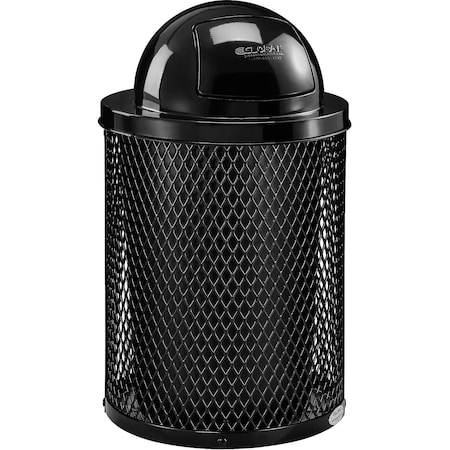 Global Industrial Outdoor Steel Diamond Trash Can With Dome Lid, 36 Gallon, Black 261948BK